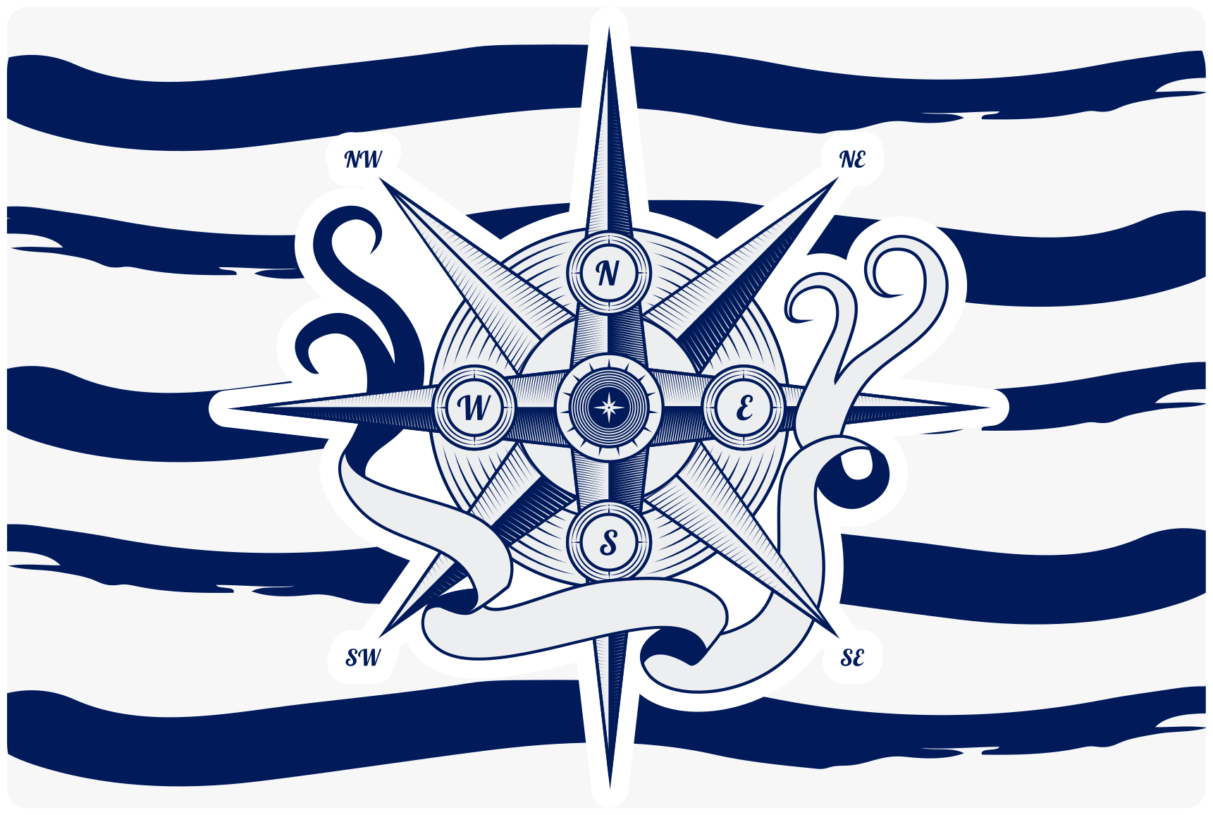 Nautical Compass world map vinyl rug - TenStickers