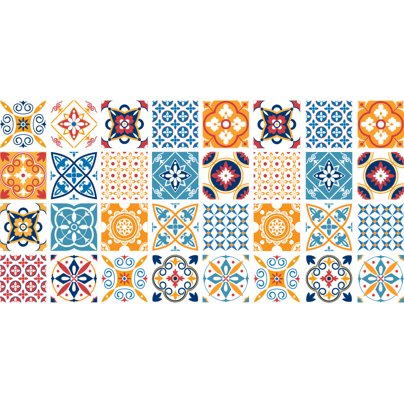 Colorful Patterned Tiles tile vinyl rug - TenStickers