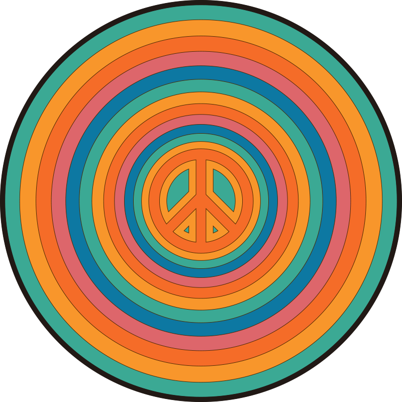 Colorful Peace Symbol teen vinyl rug - TenStickers