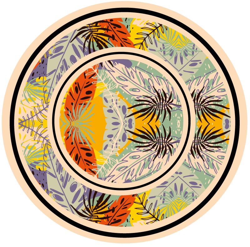 Botanical Circular Motif floral vinyl rug - TenStickers