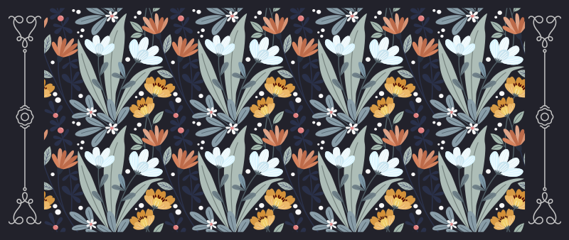 Floral Arrangement Pattern floral vinyl rug - TenStickers