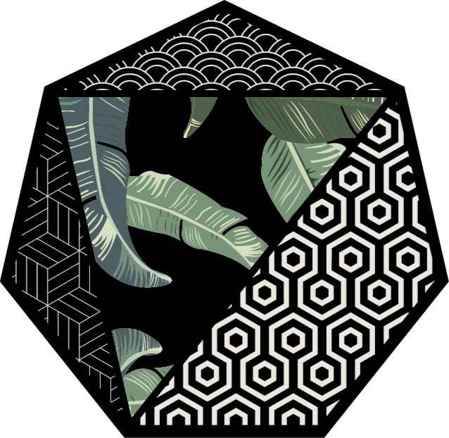 Green leaves and geometric geometric rugs - TenStickers