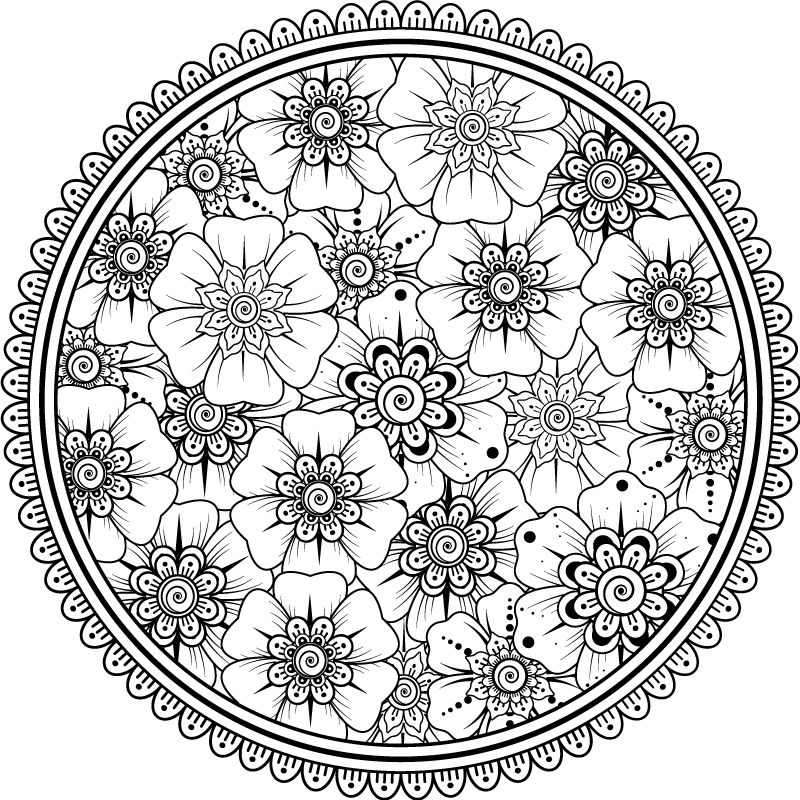 Mandala Floral Pattern mandala vinyl rug - TenStickers