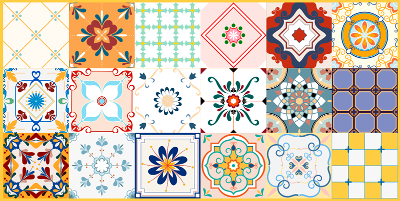 Multiple colorful hidraulic pattern vinyl rug - TenStickers