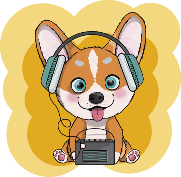 Puppy Headphones Illustration kids vinyl rug - TenStickers