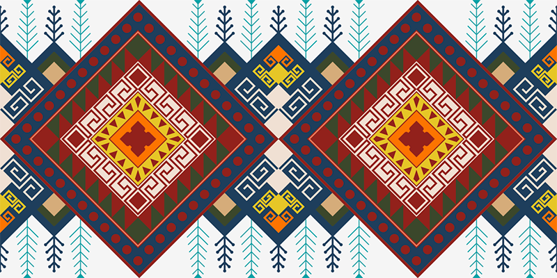 Geometric ethnic pattern mosaic floor tiles - TenStickers