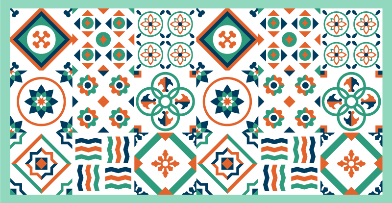 Vibrant Pattern kitchen vinyl rug - TenStickers