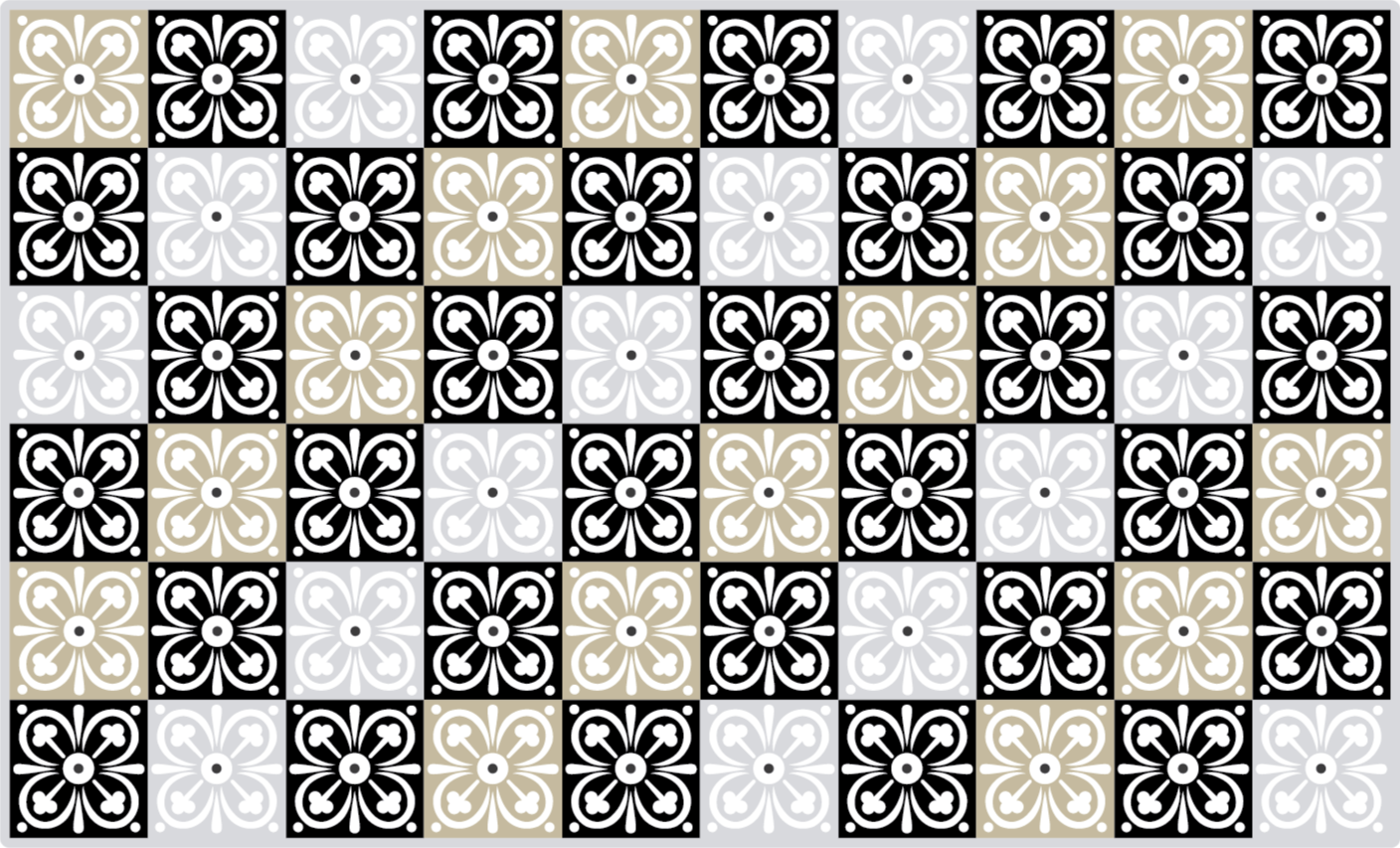 Black white and beige tile vinyl carpet - TenStickers