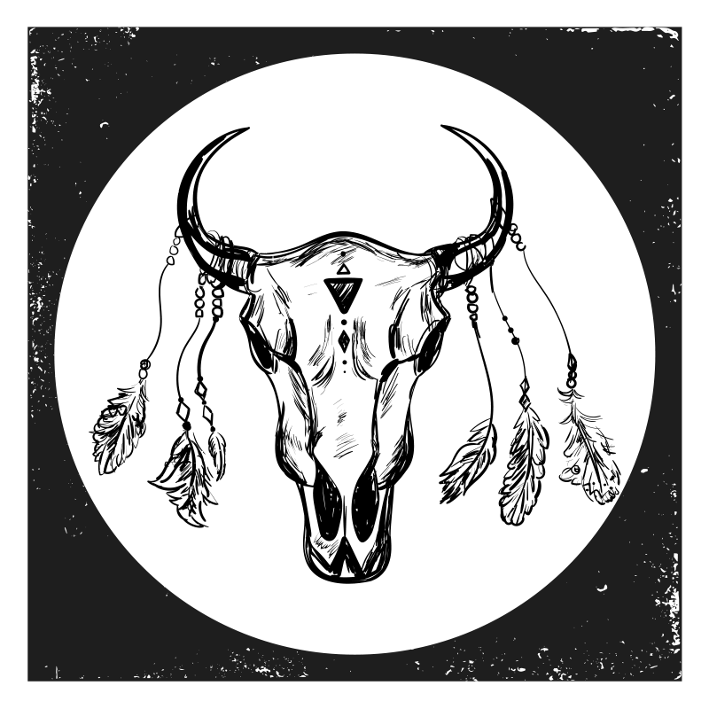 skull cow boho composition ethnic rug - TenStickers