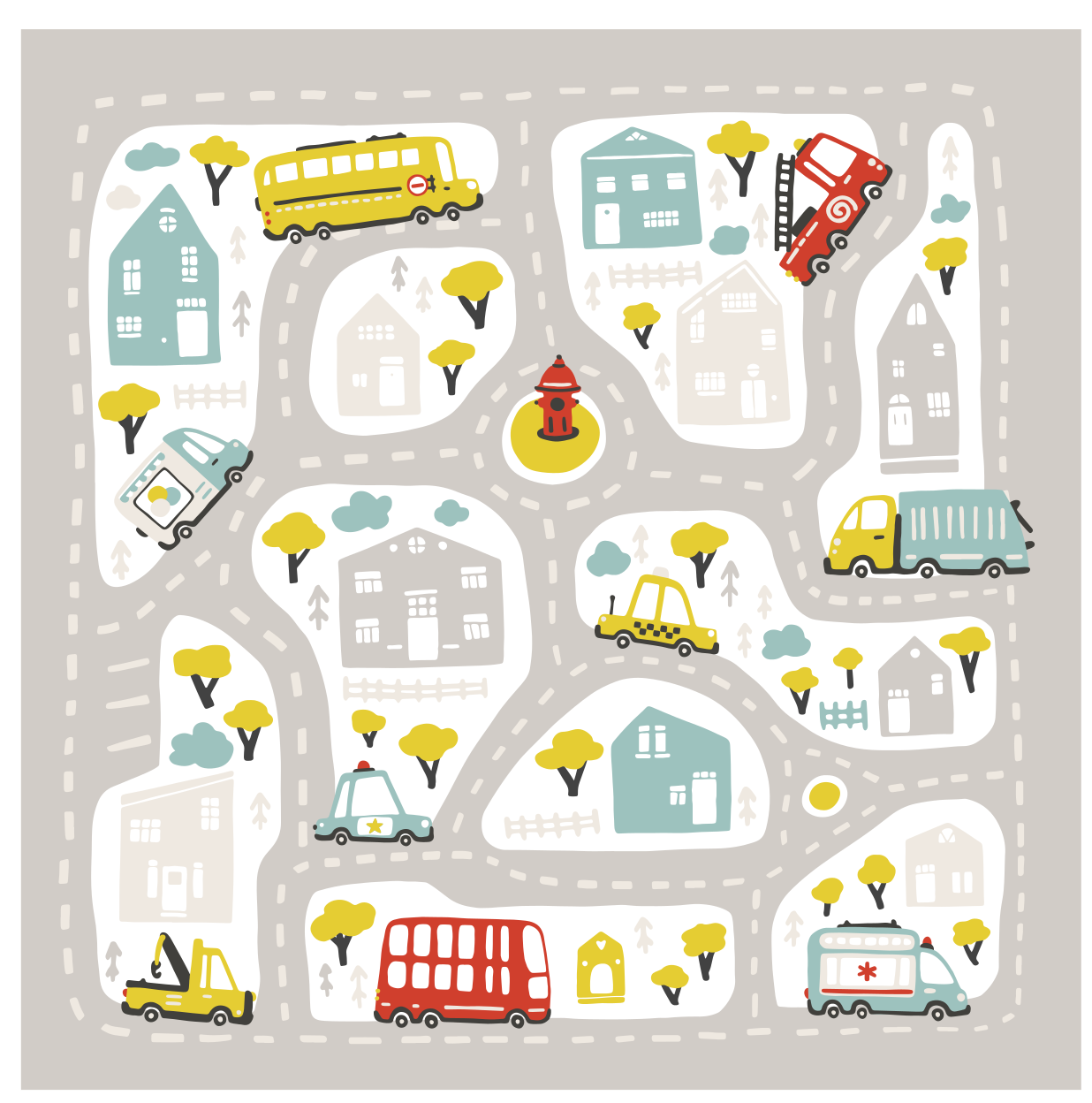 Town Traffic Pathway road vinyl rug - TenStickers