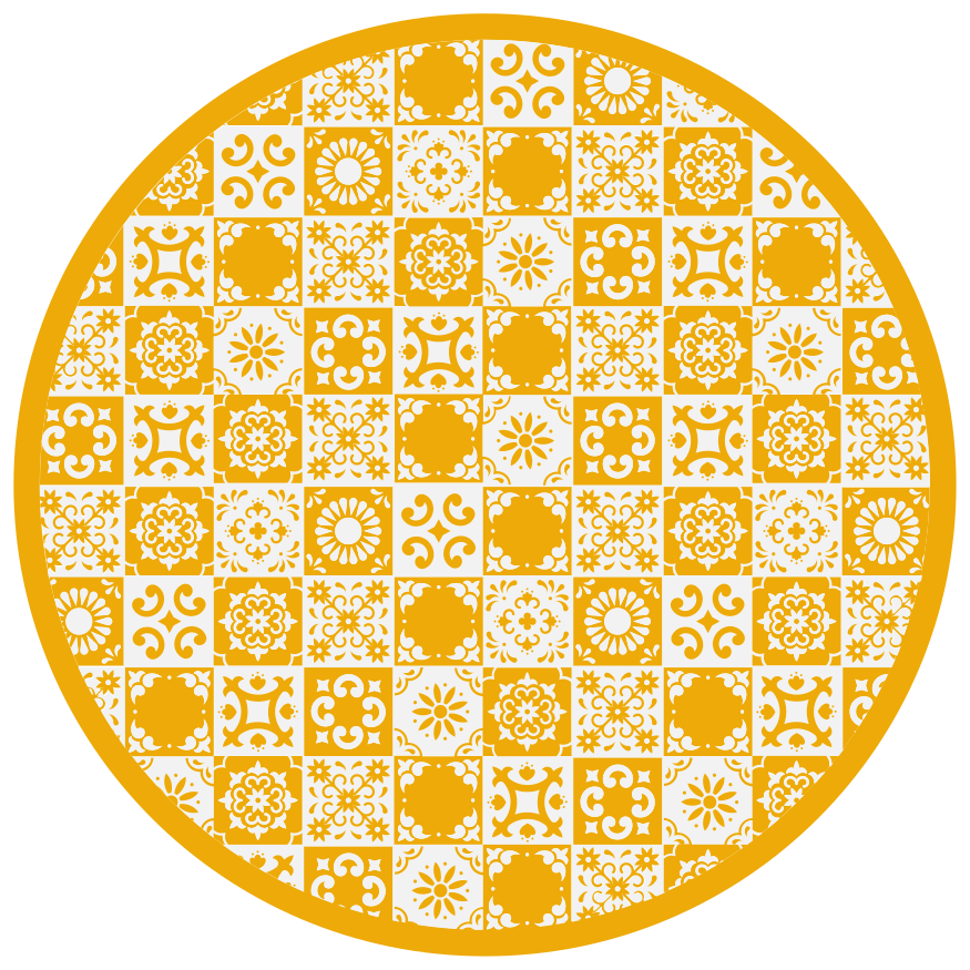 Ornate Circular Mosaic tile vinyl rug - TenStickers