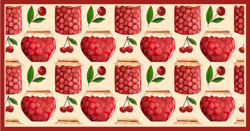 Cherry Jam Motif kitchen vinyl rug - TenStickers