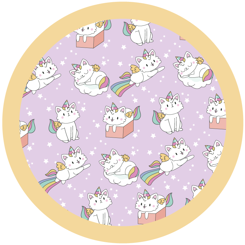 Unicorn Cat Adventure kids vinyl rug - TenStickers