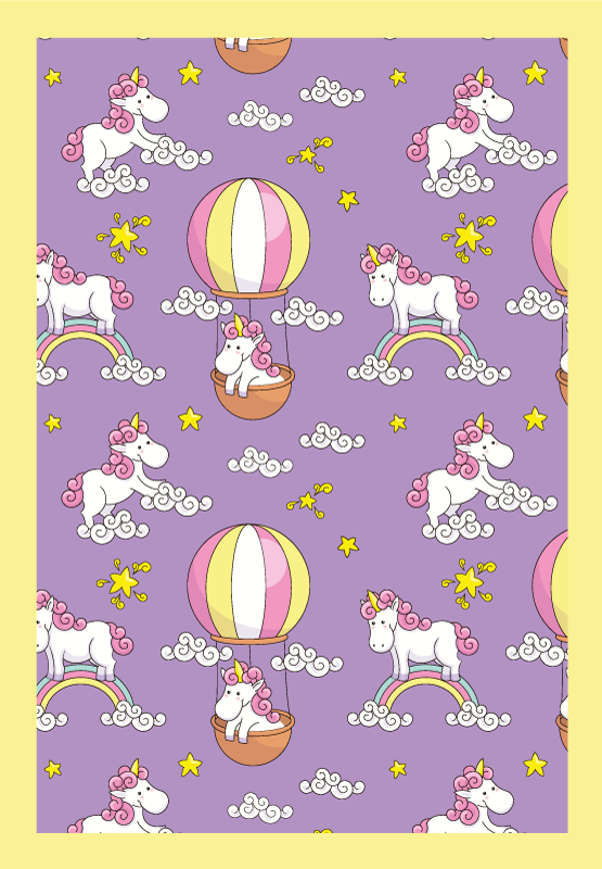 Playful Unicorn Pattern kids vinyl rug - TenStickers