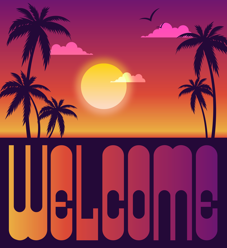 Tropical Sunset Welcome custom rug - TenStickers