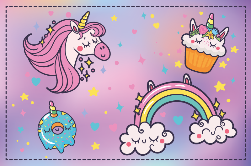 Unicorn Fantasy Theme kids vinyl rug - TenStickers