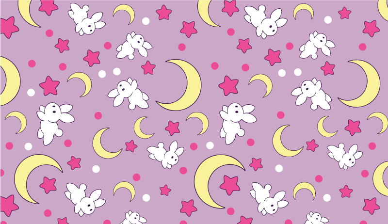 Bunny Nighttime Motif kids vinyl rug - TenStickers