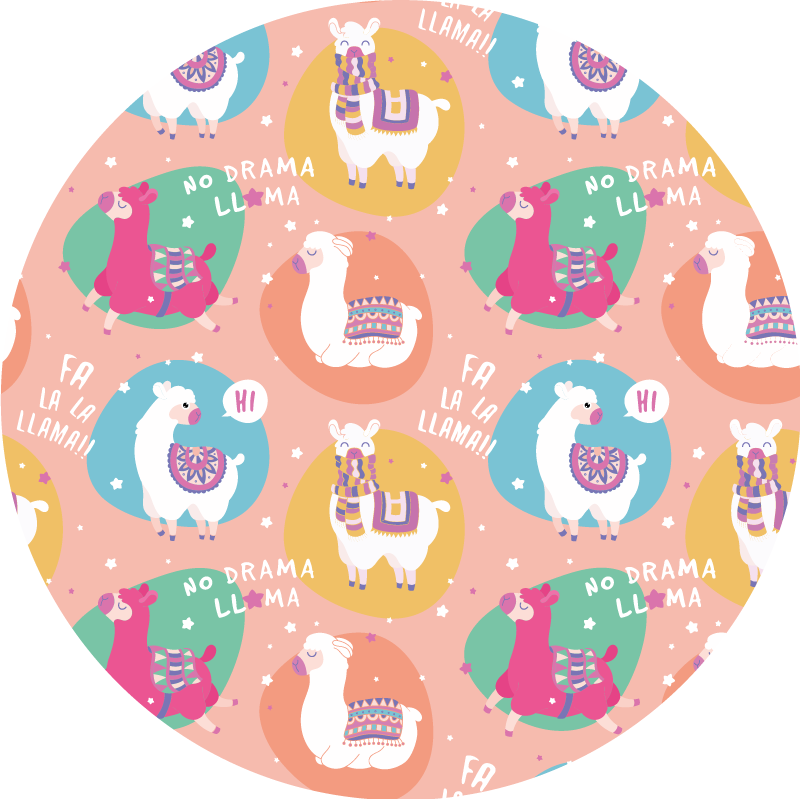 Lively Llama Circle kids vinyl rug - TenStickers