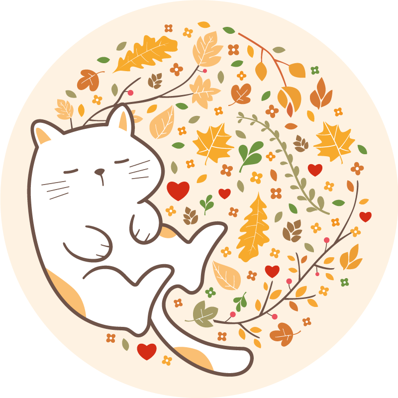 Autumn Cat Illustration kids vinyl rug - TenStickers