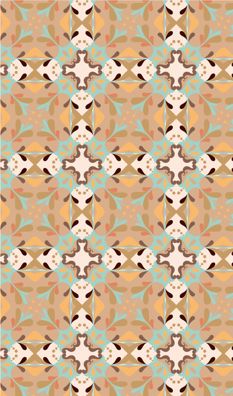 Mosaic Starburst tile vinyl rug - TenStickers