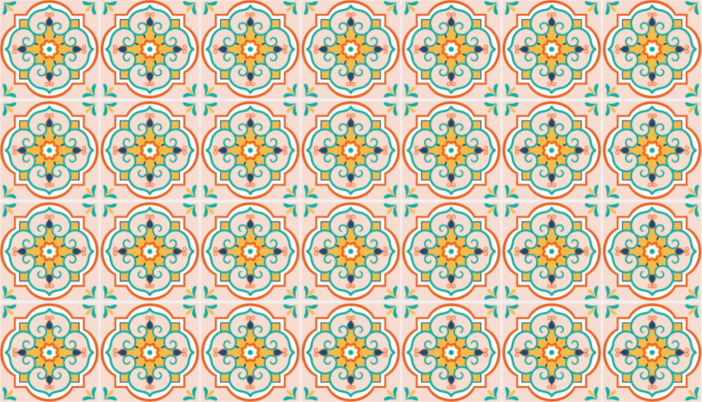 Mosaic Patterned Motif tile vinyl rug - TenStickers