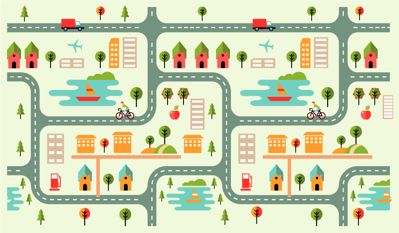 City Roads Playtime kids vinyl rug - TenStickers