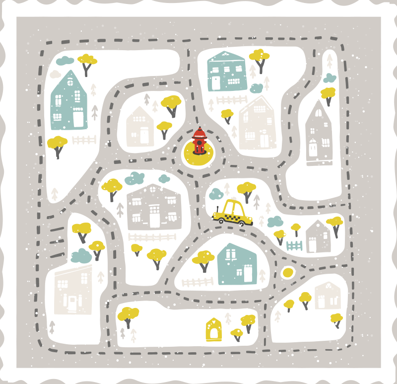 Playful Town Track kids vinyl rug - TenStickers