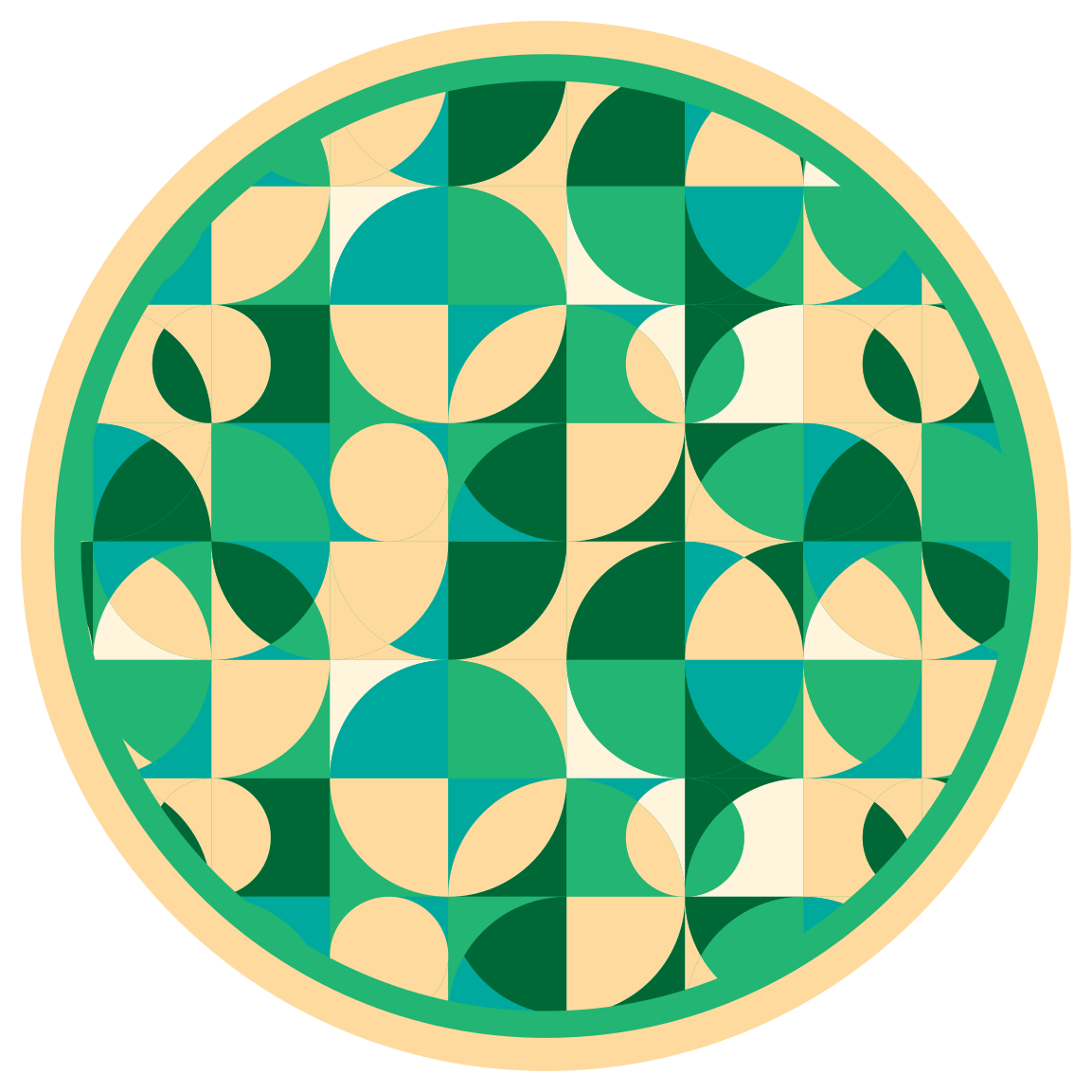 Green design circular  modern rug - TenStickers