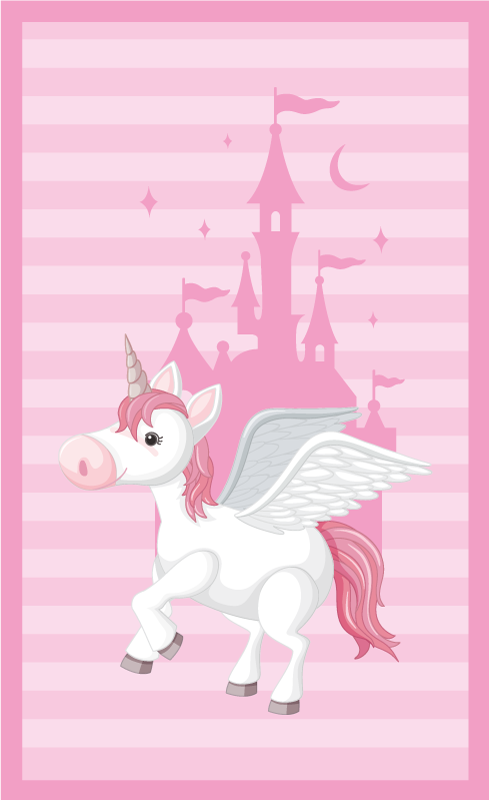 Unicorn Castle Imagery kids vinyl rug - TenStickers