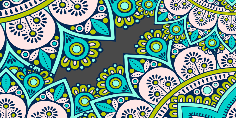 Mandala vinyl rug vibrant botanical design - TenStickers