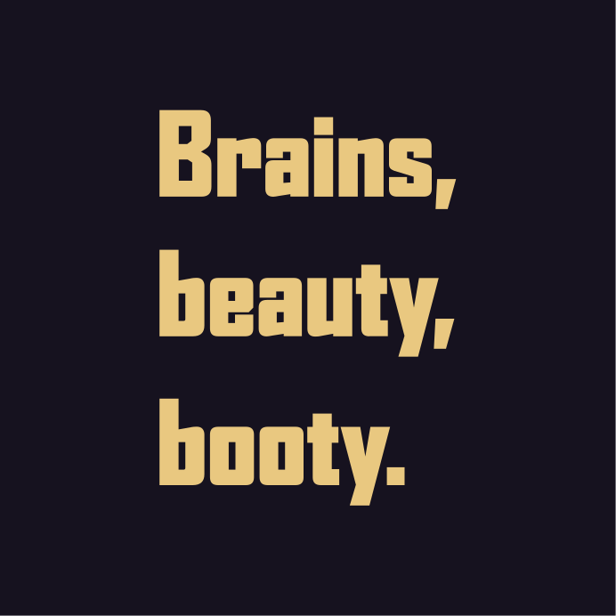 Brains, beauty, booty custom rug - TenStickers