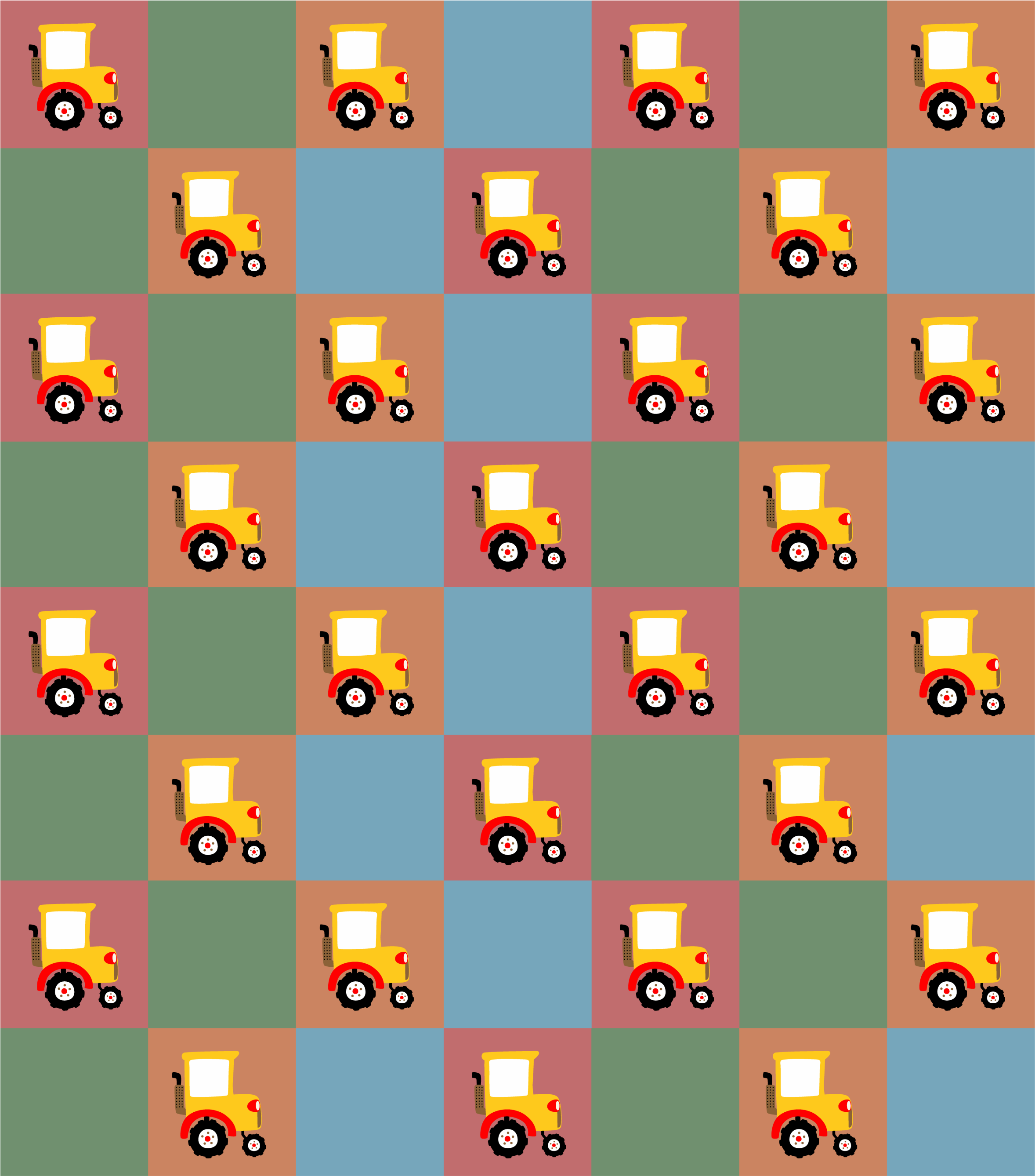 Tractor Pattern kids vinyl rug - TenStickers