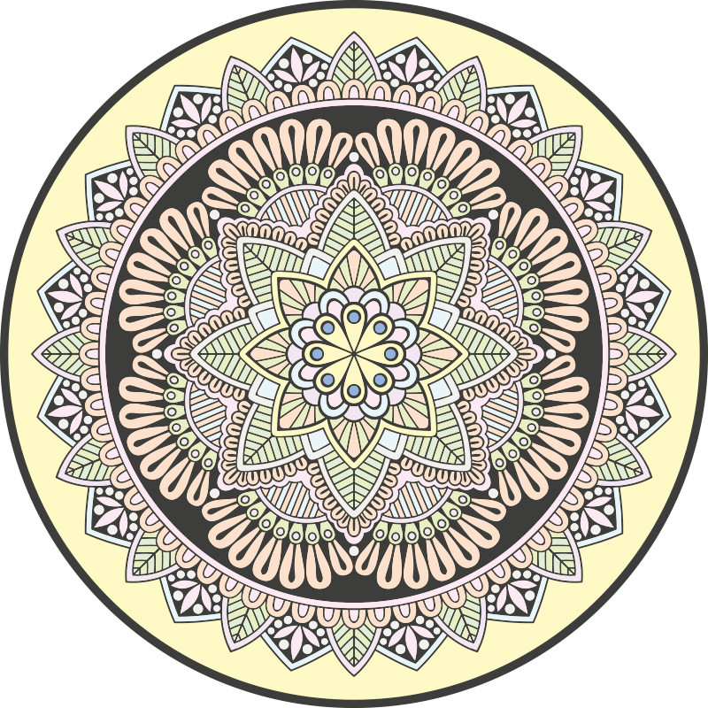 Complex Circular Motif mandala vinyl rug - TenStickers