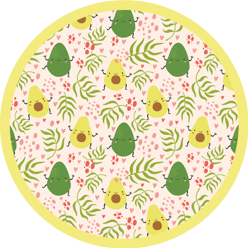 Cute cartoon avocado split kitchen floor tiles - TenStickers