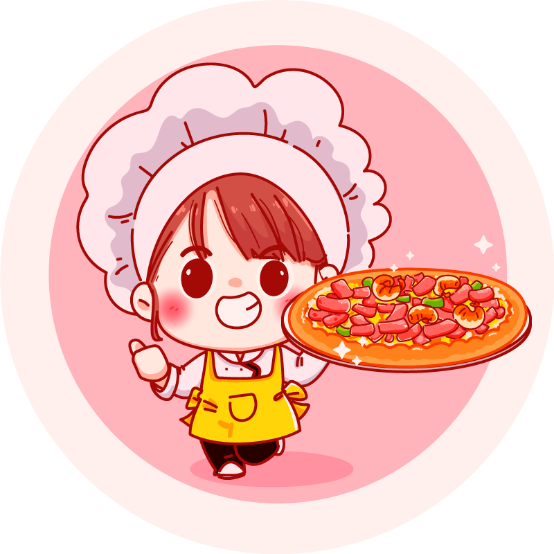Cartoon chef round kitchen floor tiles - TenStickers