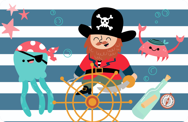 Pirate Adventure kids vinyl rug - TenStickers