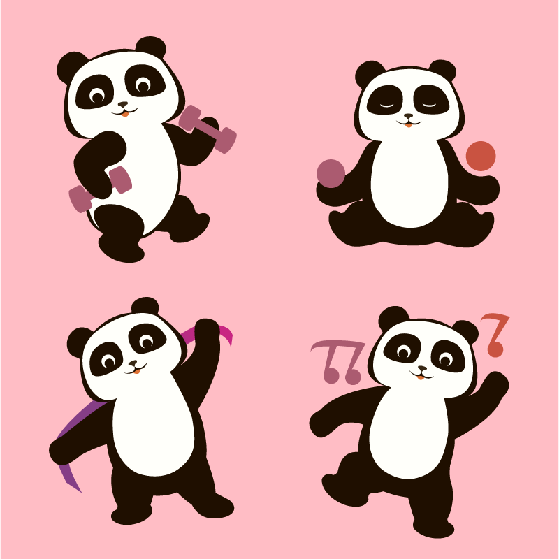 Panda Dance Motif kids vinyl rug - TenStickers