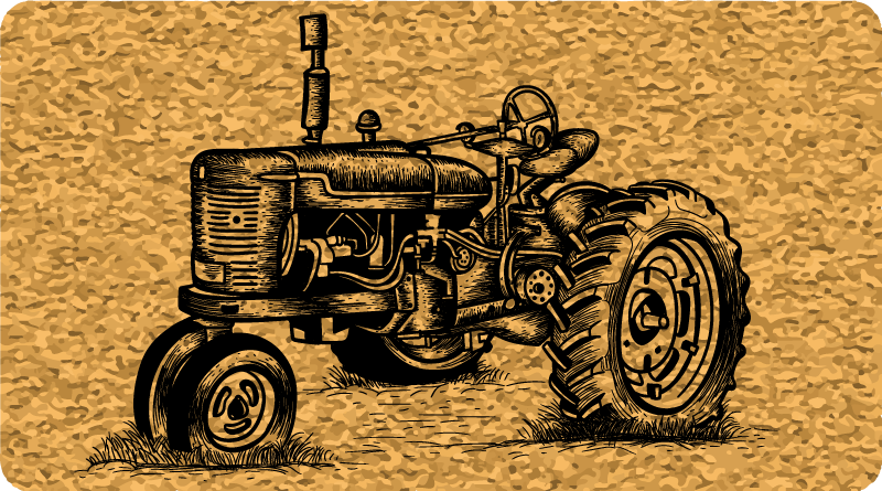 Vintage Tractor Illustration vintage vinyl rug - TenStickers