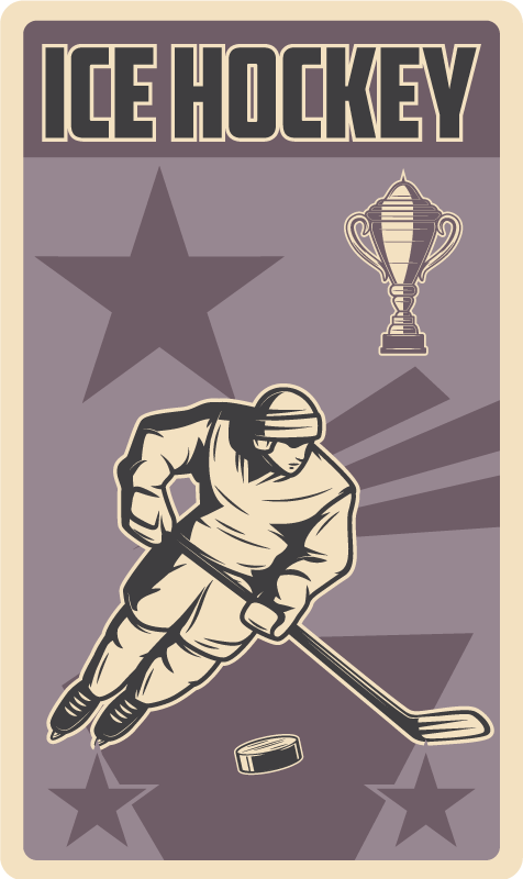 Ice Hockey player silhouette teen vinyl rug - TenStickers