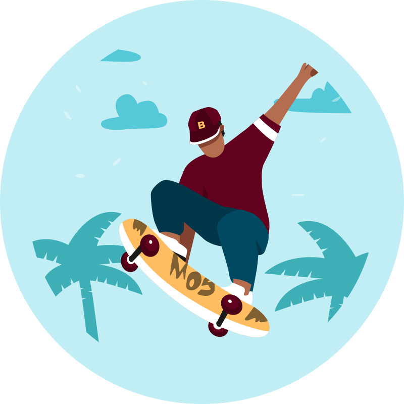 Skateboarding Illustration teen vinyl rug - TenStickers