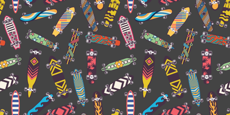 Skateboard Patterns game vinyl rug - TenStickers