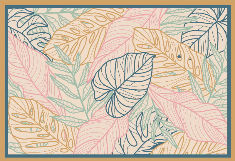 Leafy Tropical Patterns nature vinyl rug - TenStickers
