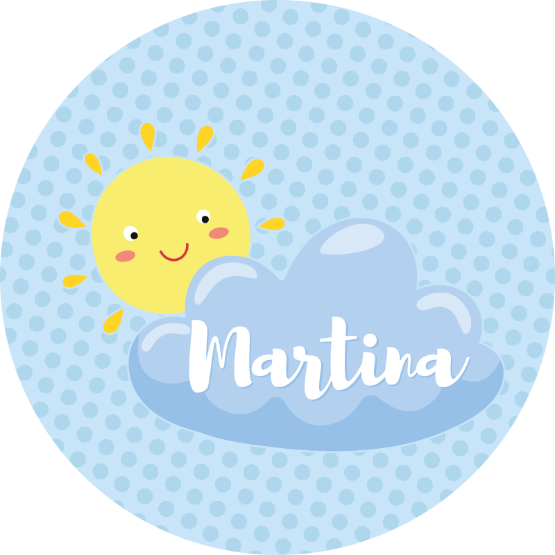 Sun and cloud with name kids vinyl rug - TenStickers