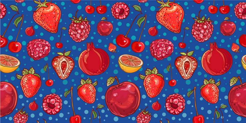 Colorful berry design kitchen vinyl rug - TenStickers