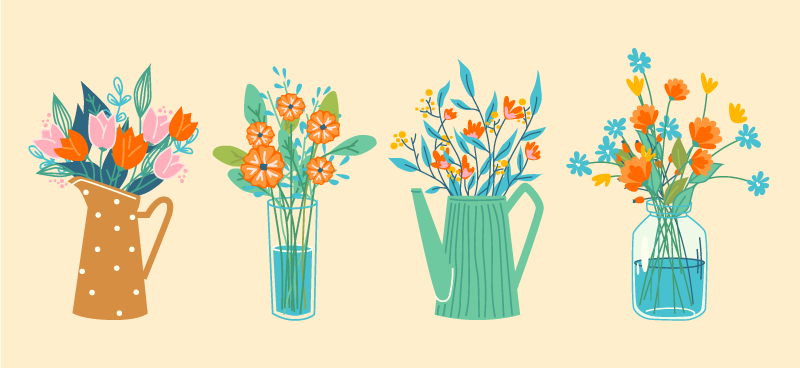 Blooming Centerpiece Arrangement floral vinyl rug - TenStickers