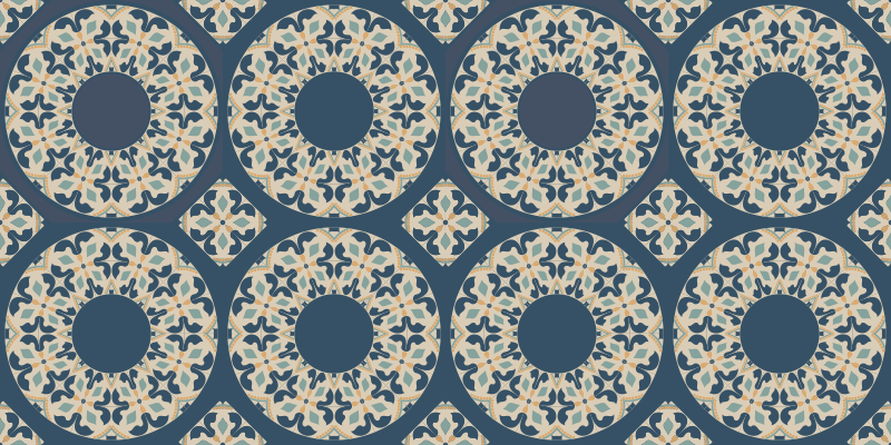 CIRCULAR PATTERNS BLUE mosaic vinyl rug - TenStickers