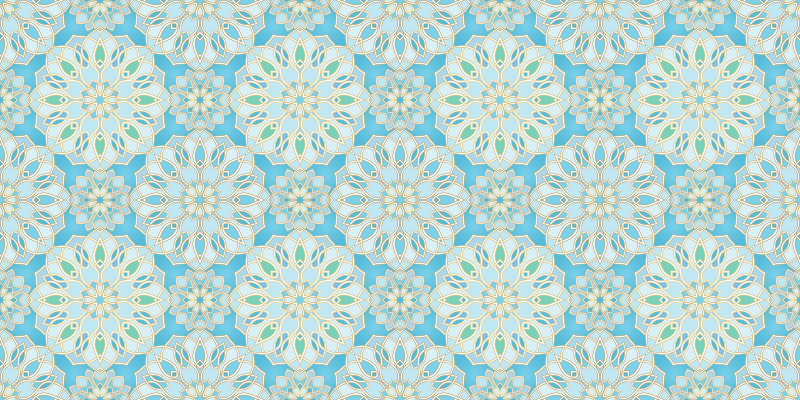 Blue intricate elements mandala vinyl rug - TenStickers