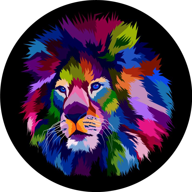 Colorful Lion Head animal vinyl rug - TenStickers