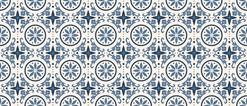 Blue nautical pattern tile vinyl rug - TenStickers