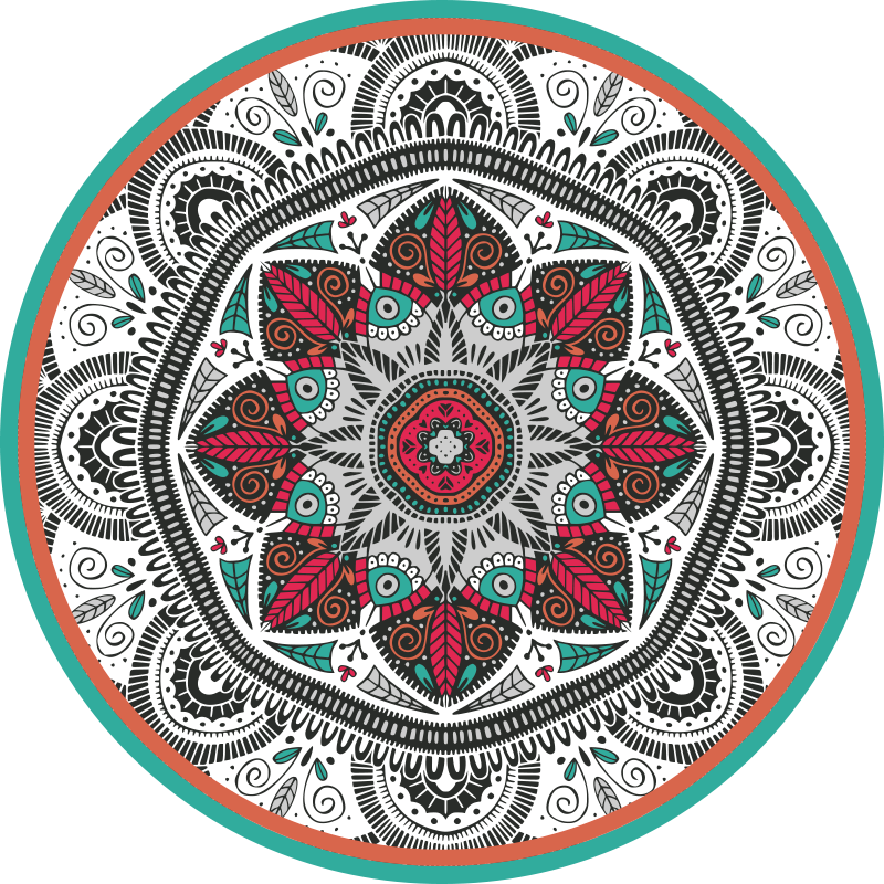 Circular grey focus mandala vinyl rug - TenStickers